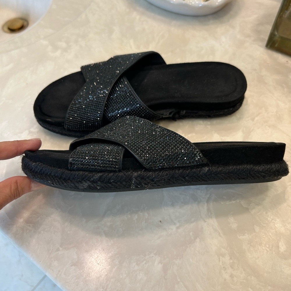Carvela Comfort Black Beaded Diamanté Slip On Sandals/Slides Size 38/US 7.5 - Picture 5 of 13